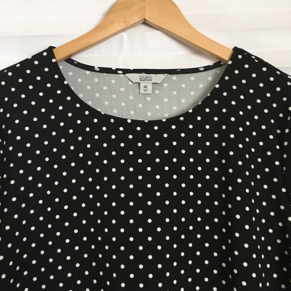 Croft & Barrow Womens Blouse Top Size‎ XXL Stretch 1/2 Bell Sleeve Polka Dot - Picture 3 of 10